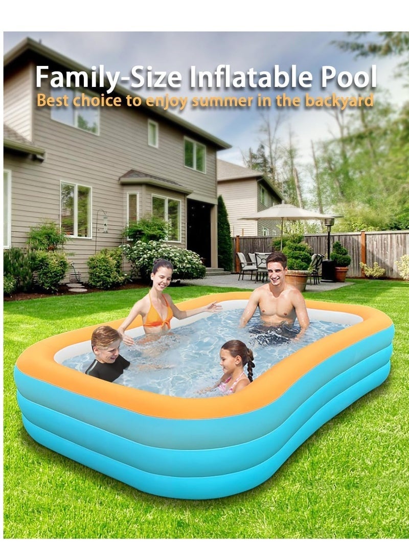 Arabest Family Large Inflatable Swimming Pool 210 x140 x60cm Blow Up Pool for Backyard Easy Setup Sturdy Construction Spacious Adult Size for Outdoor Fun - Image 3